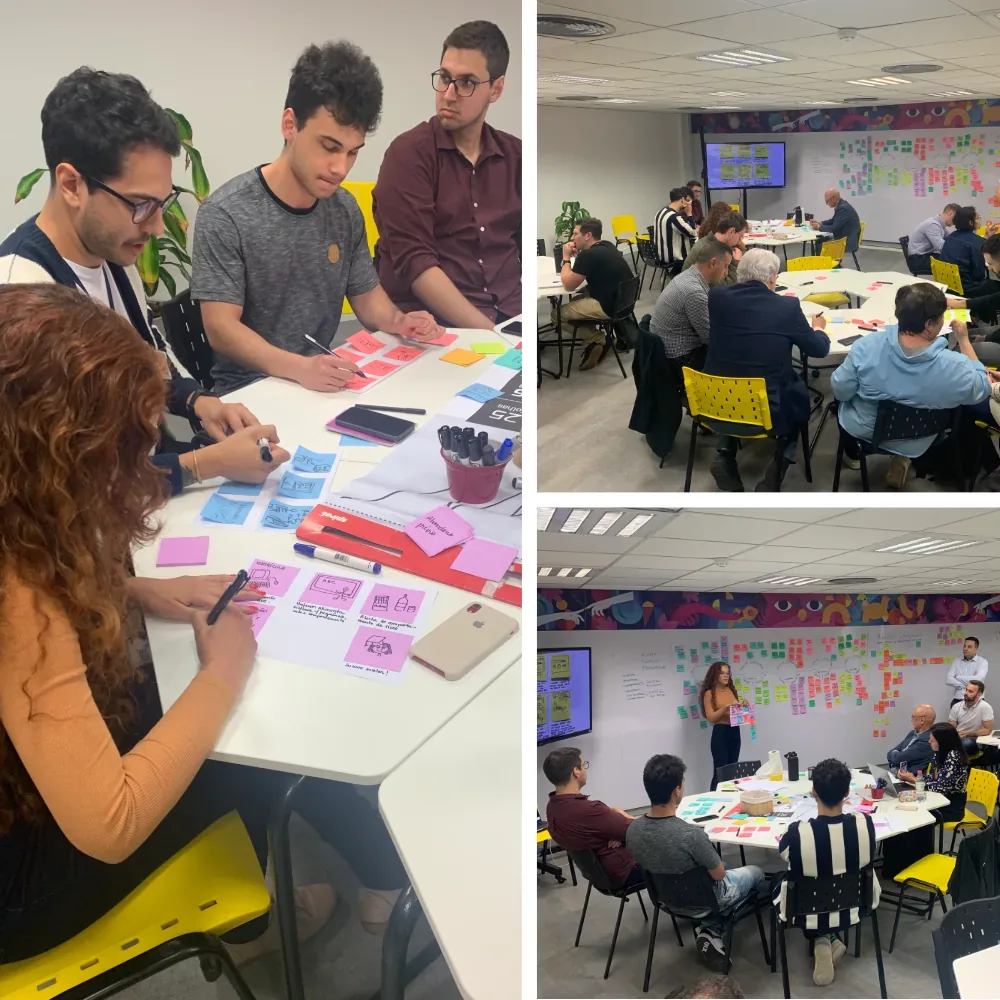 Após o mapa de empatia e desenhamos a visão de futuro com o time da Procergs e stakeholders